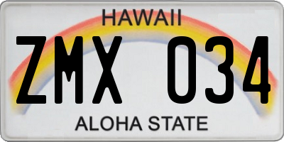 HI license plate ZMX034