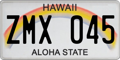 HI license plate ZMX045