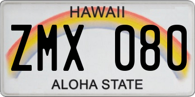 HI license plate ZMX080