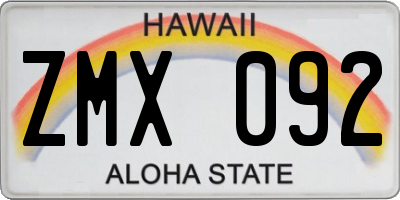 HI license plate ZMX092