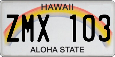 HI license plate ZMX103