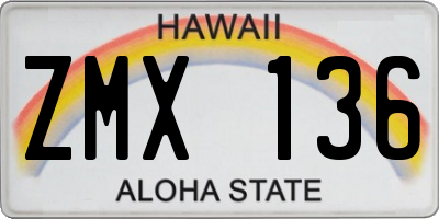 HI license plate ZMX136