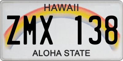 HI license plate ZMX138