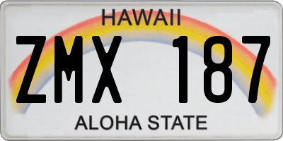 HI license plate ZMX187