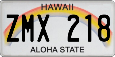 HI license plate ZMX218