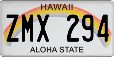 HI license plate ZMX294