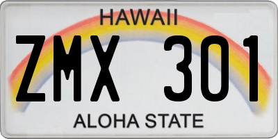 HI license plate ZMX301