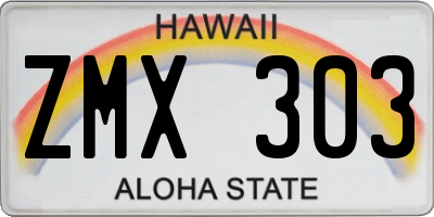 HI license plate ZMX303