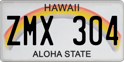 HI license plate ZMX304
