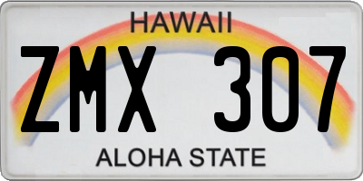 HI license plate ZMX307