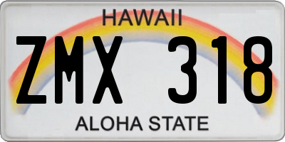 HI license plate ZMX318