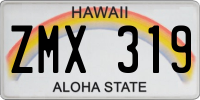 HI license plate ZMX319