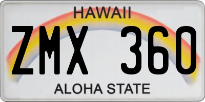 HI license plate ZMX360