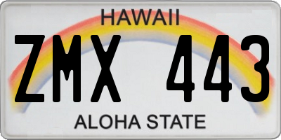 HI license plate ZMX443