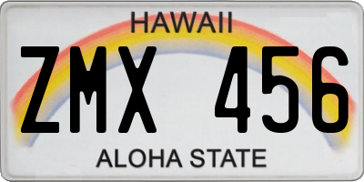 HI license plate ZMX456