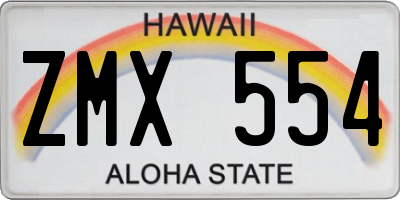 HI license plate ZMX554
