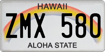HI license plate ZMX580