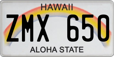 HI license plate ZMX650