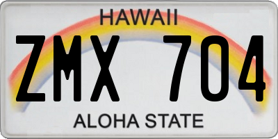 HI license plate ZMX704