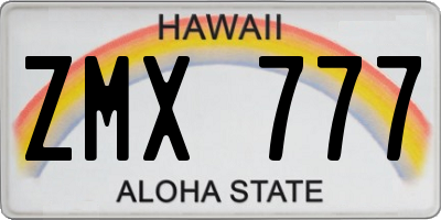 HI license plate ZMX777