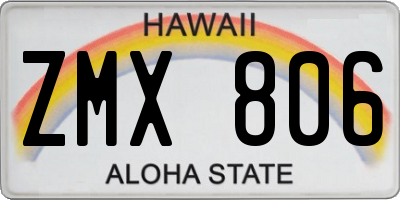 HI license plate ZMX806