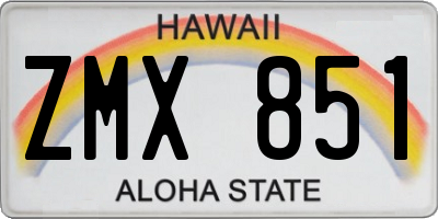 HI license plate ZMX851