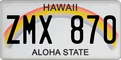 HI license plate ZMX870