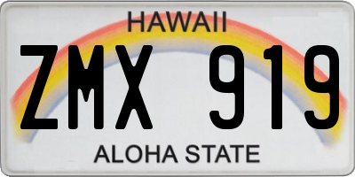 HI license plate ZMX919
