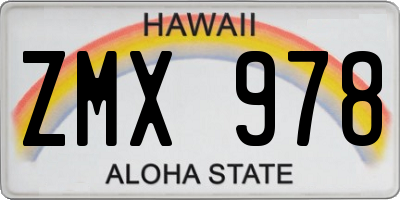 HI license plate ZMX978