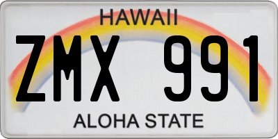 HI license plate ZMX991