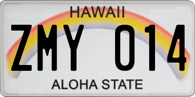 HI license plate ZMY014