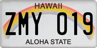 HI license plate ZMY019