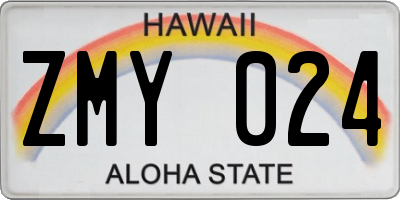 HI license plate ZMY024