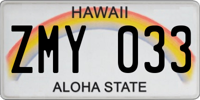 HI license plate ZMY033