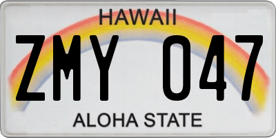 HI license plate ZMY047