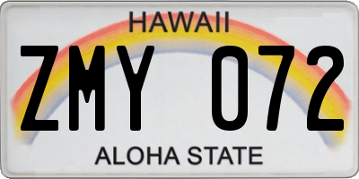 HI license plate ZMY072