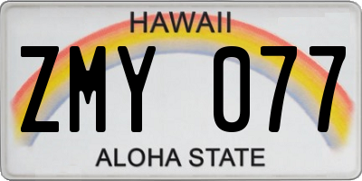 HI license plate ZMY077