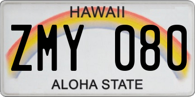 HI license plate ZMY080