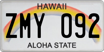 HI license plate ZMY092