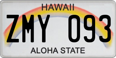 HI license plate ZMY093