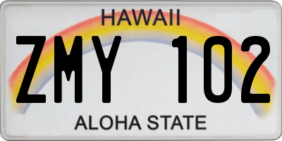 HI license plate ZMY102