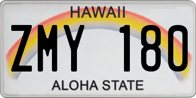 HI license plate ZMY180