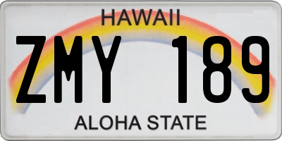 HI license plate ZMY189