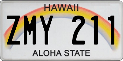HI license plate ZMY211