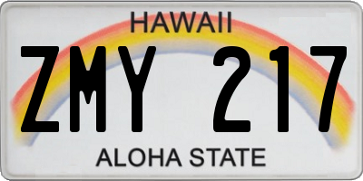 HI license plate ZMY217