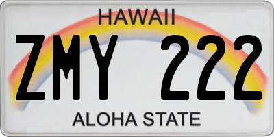 HI license plate ZMY222