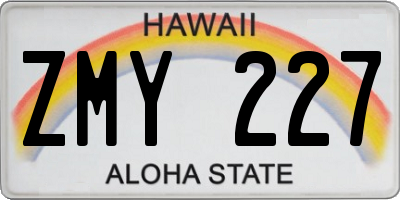 HI license plate ZMY227