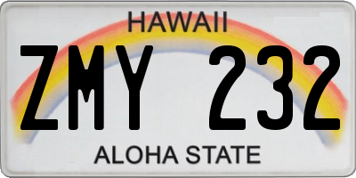 HI license plate ZMY232