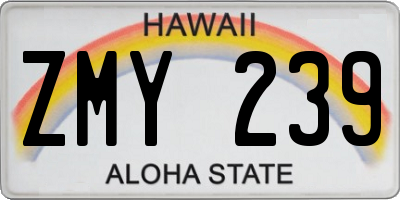 HI license plate ZMY239
