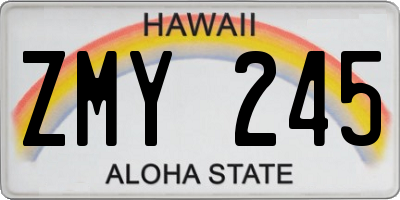 HI license plate ZMY245